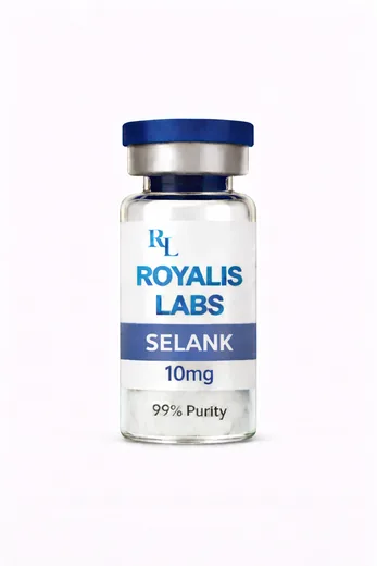 Royalis research vial labelled SELANK (10mg), batch JAN-151673