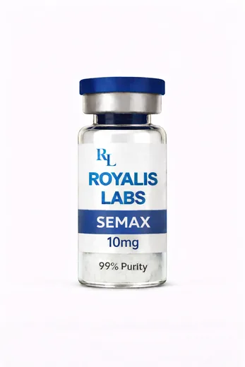Royalis research vial labelled SEMAX (10mg), batch JAN-151666